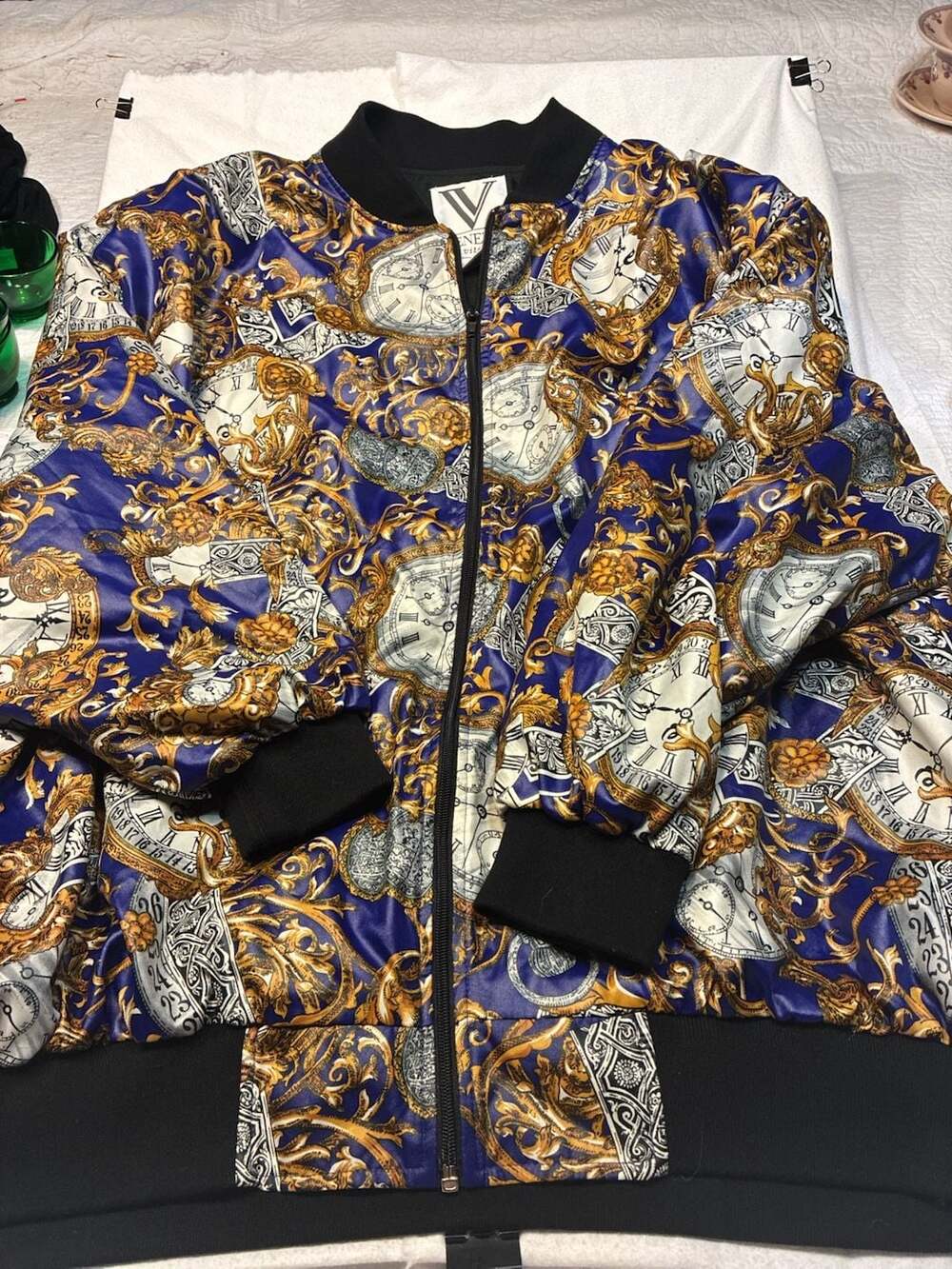 Venezia Vitale Clock Print Bomber Jacket Size 26/28